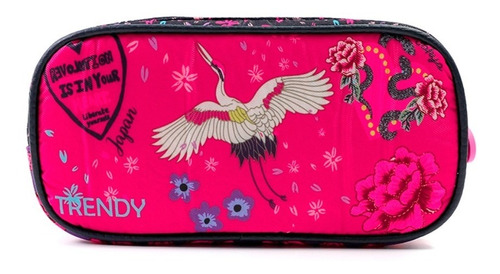 Imagen 2 de 10 de Cartuchera Escolar Rectangular Estampada Trendy Cierre