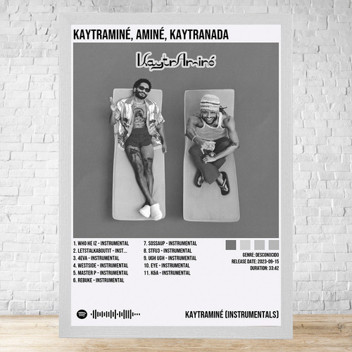 Cuadro Kaytraminé Aminé Kaytranada 30x40 Cm C145 Blanco Clasico