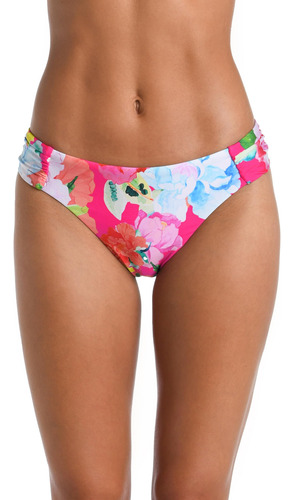 Parte Inferior De Bikini Hipster Fruncido Lateral, Rosa Bril