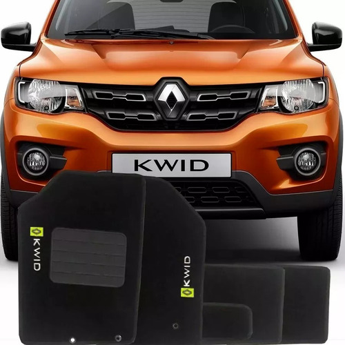 Tapete Carpete Preto Renault Kwid 2017/2018 Com Logo