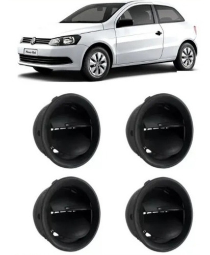 Kit 4 Difusor Saida Ar Gol Voyage G4 G5 G6 Botão E Aro Preto