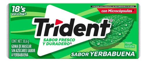 Adams Trident Valupak Yerbabuena 18s 12 Pzs Chicle Cartera