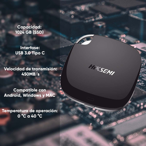 Hiksemi by Hikvision Unidad De Estado Solido Ssd Portátil 1024 Gb Conector Usb 3.0 Tipo C Ideal Para Almacenar Cualquier Tipo De Información (videos, Fotos, Documentos, Etc...)