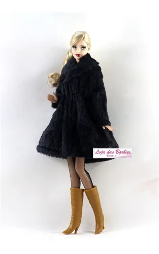 Casaco De Pele Luxo Para Boneca Barbie Fr Dg Roupa 11