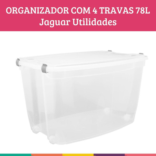Caixa Organizadora Com Rodinha 78 Litros Multiuso Jaguar