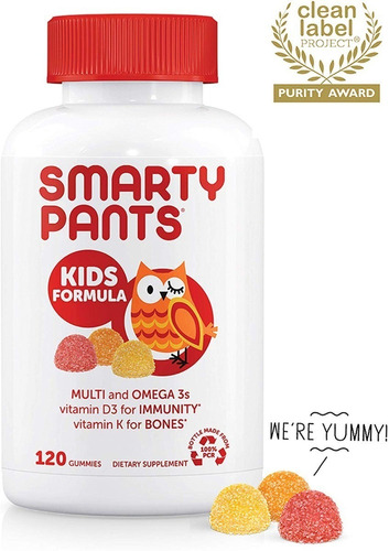 Smarty Pants Multivitaminico Infantil Vitaminas Niños 120 Sabor Frutas