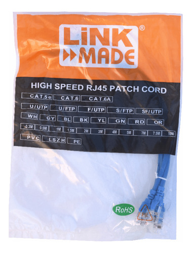 Linkmade 4un 0,3mt Cat6a U/ftp Azul Lszh Cable Patch Iny Mul