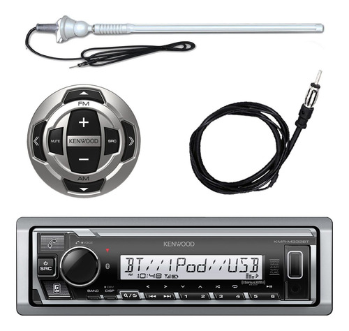 Mp3 Usb Aux Marine Boat Yate Stereo Bundle Combo Rc35mr