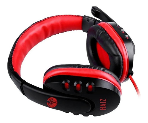Imagem 3 de 3 de Fone de ouvido gamer Haiz Alpha 1804 preto e vermelho
