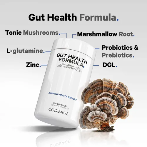 Suplementos Codeage Gut Health, 180 Cápsulas, Fórmula Vegana