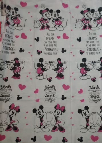 Cortina Con Protector Y Ganchos Plásticos Mickey&minnie