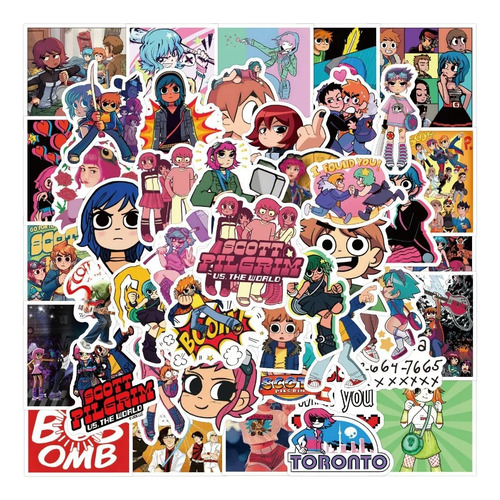 50 Stickers De Scott Pilgrim - Etiquetas Autoadhesivas