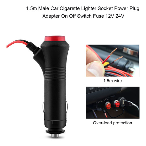 Encendedor De Cigarrillos Macho De Coche, Conector De 1,5 M