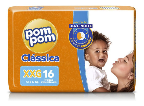 Imagem 2 de 2 de Kit Fralda Pom Pom Classica Jumbo Xxg 128un