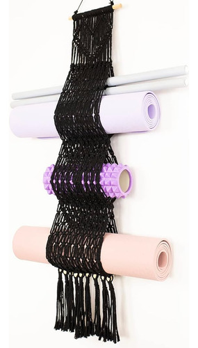 Macrame Yoga Mat Holder Wall Mount Yoga Mat Foam Roller Wall