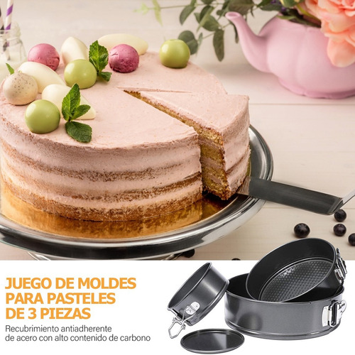 Imagen 6 de 7 de Moldes Pasteles Repostería Desmontables Para Tartas 3 Piezas