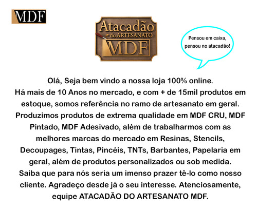 Caixa Retangular Dobradiça E Fecho 40x30x15 Mdf Madeira 6mm