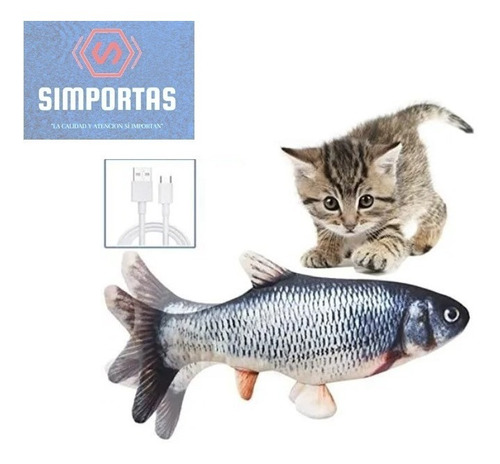 Juguete Pescado Con Movimiento Pará Gato Usb Santiago