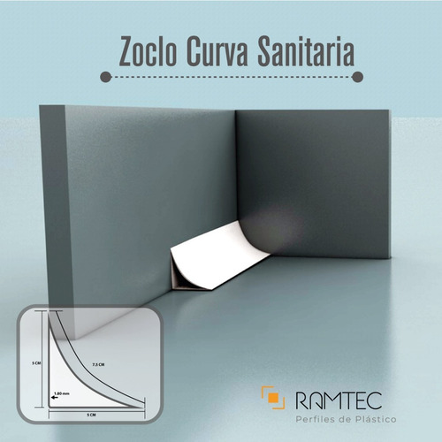 Zoclo Curva Sanitaria Pvc Blanco (4 Piezas De 2.44mts)