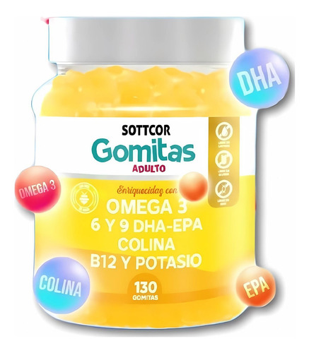 Pack 2 Omega 3, 6 Y 9 Dha-epa Gomitas Sottcor X 130 Unid