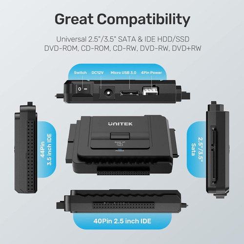 Unitek Usb C To Ide And Sata Converter External Hard Driv...