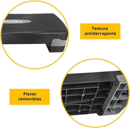Banco Step Tayga, Resistente Y Ajustable Para Cardio