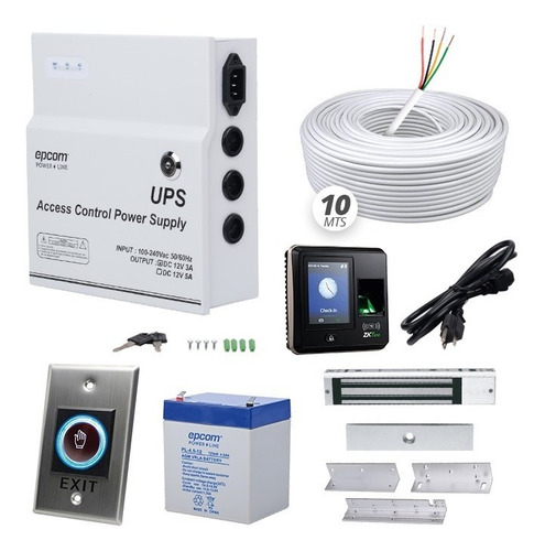 Kit Control Acceso Chapa Magnetica Biometrico Ip 1500 Huella