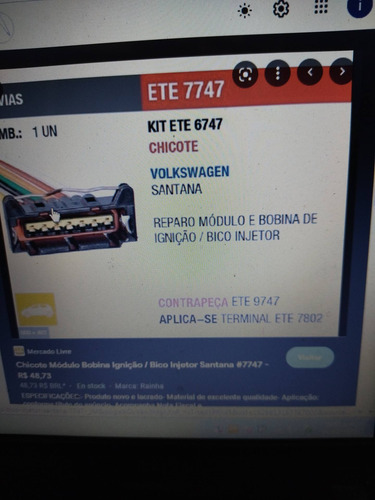 Imagen 6 de 6 de Ficha Conector Módulo Encendido Ford V.w