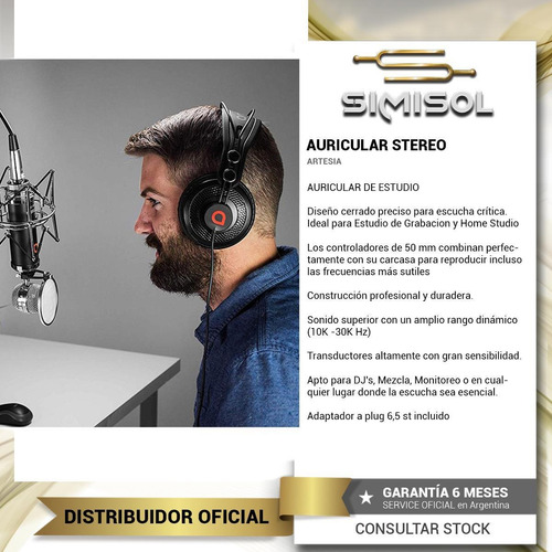 Imagen 4 de 7 de Auriculares De Estudio Artesia Amh11 Monitoreo Dj Estudio