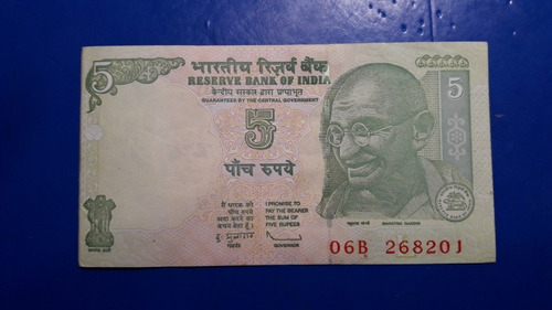 Billete India 5 Rupees Unc