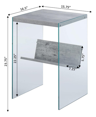 Mesa Auxiliar De Cristal Con Estante Abedul Sintético