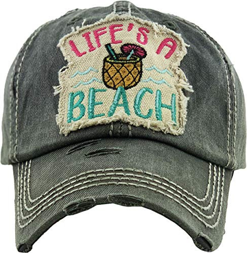 Sombrero De Parche Angustiado: La Vida Es Una Playa 7qbzy