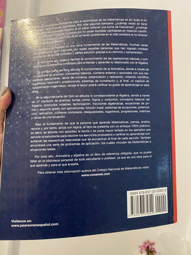 Aritmética Y Álgebra Cuarta Edición Pearson Conamat (Usado)