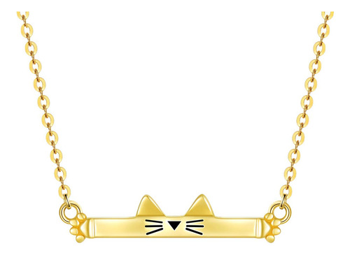 Sisgem Collar De Barra De Gato De Oro Real De 14 Quilates P.