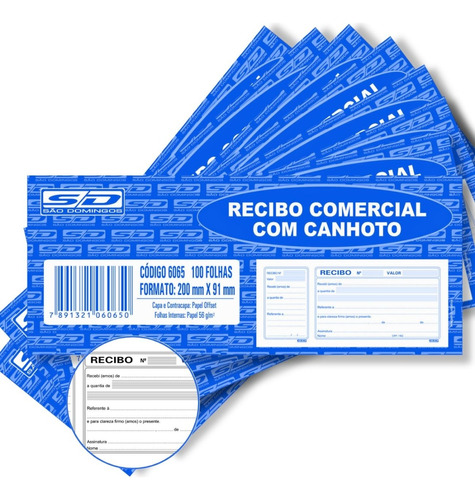 Kit 10 Blocos De Recibo Comercial Com Canhoto São Domingos