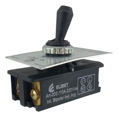 Llave Interruptor Elibet 10amp 2 Polos On Off P/ Embutir Color Gris