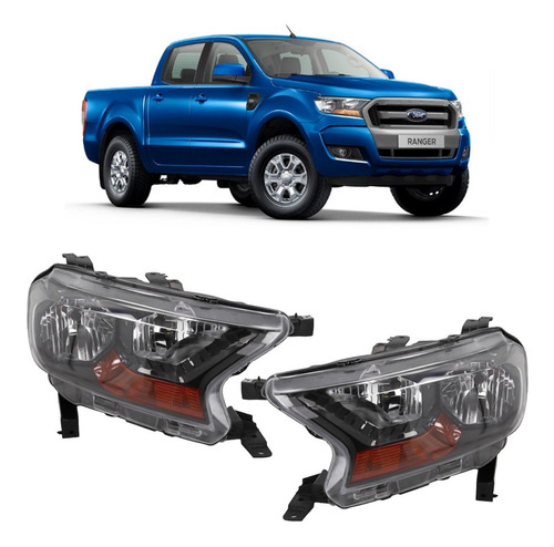 Juego Opticas Ford Ranger 2016 2017 2018 Fondo Negro Sin Led