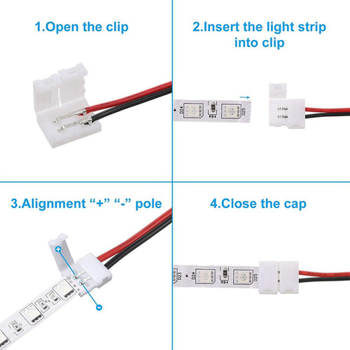 Zhmy 72 Conectores De Tira De Luz Led De 8 Mm Y 2 Pines
