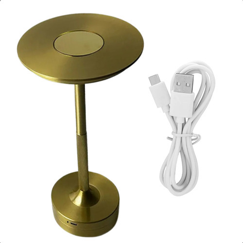 Abajur Luminária De Mesa Led Touch Recarregável Gold - Design Moderno Com Sensor De Toque, 3 Modos De Cor, Ajuste De Brilho 10%-100% - Portátil, Sem Fios, Alumínio + Acrílico, 28x13cm, Usb-c
