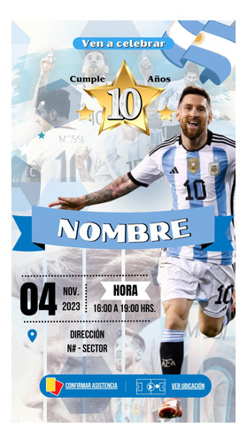 Invitación Fútbol Leo Messi
