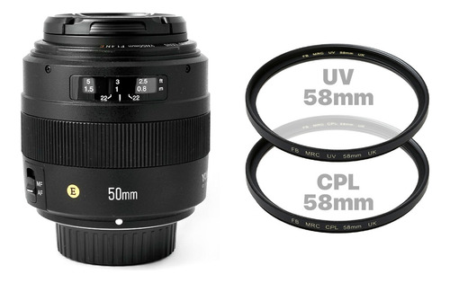 Combo Lente Yn50mm 1.4ne Para Nikon + Filtro Uv Y Cpl 58mm