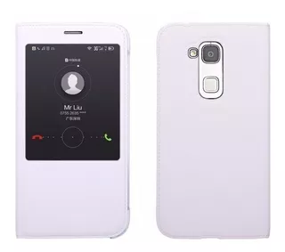 Funda De Lujo Con Ventana Externa Para Huawei Gx8 Blanco