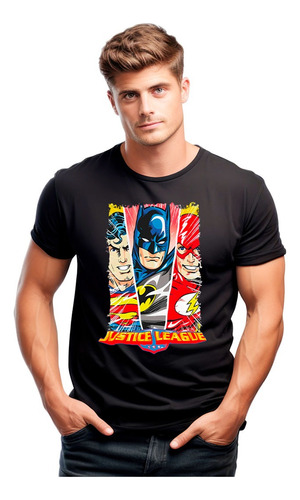 Playera Justice League Héroes Dc Comics Retro
