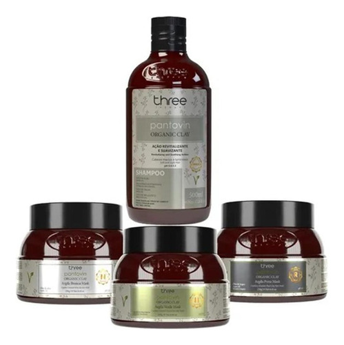 Kit Pantovin Cronograma Crescimento Capilar Organic Clay