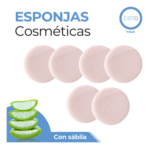 6 Esponjas Cosméticas, Sábila. Aplicador Maquillaje, Suave