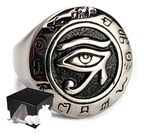 Combo Anillo Amuleto Ojo De Horus Faraón Egipto Acero Inox D