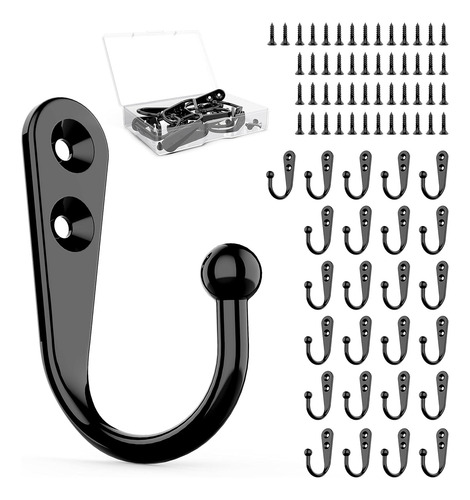 Juego De 25 Ganchos Negros Para Colgar En Pared