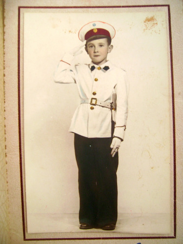 Antigua Foto Coloreada Niño Uniforme Militar Henry Boedo