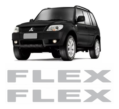 Par Adesivo Flex Capo Mitsubishi Pajero Tr4 Cinza Emblema