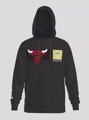 Polerón Chicago Bulls X Bob Esponja Nba Color Negro Original